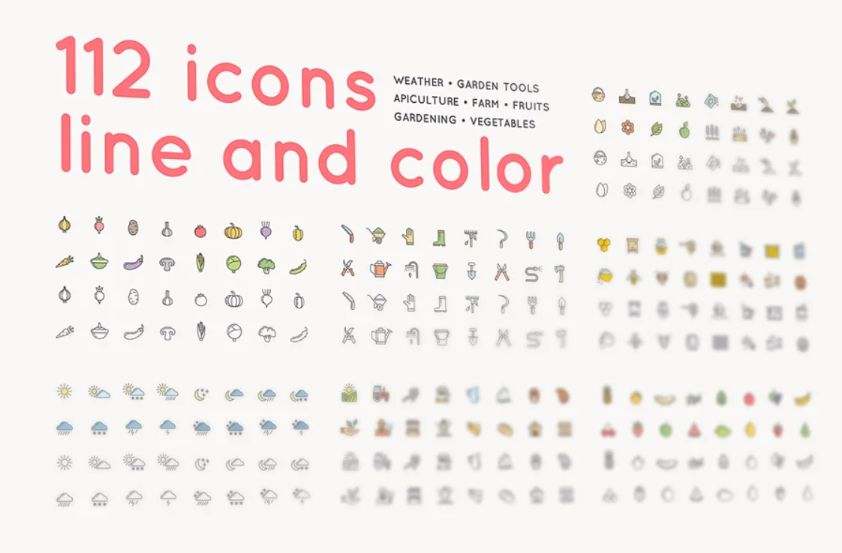 112 Gardening Icons Set