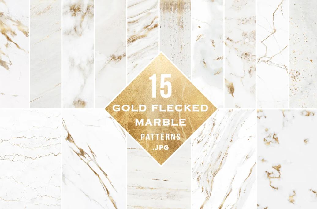 15 Gold Marble Textures Set