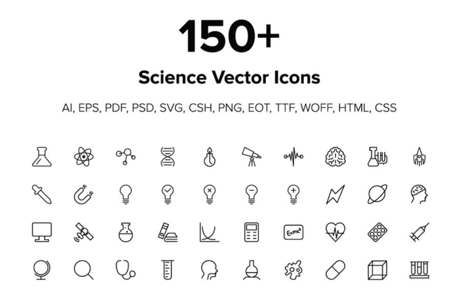 150 Science Vector Icons Set