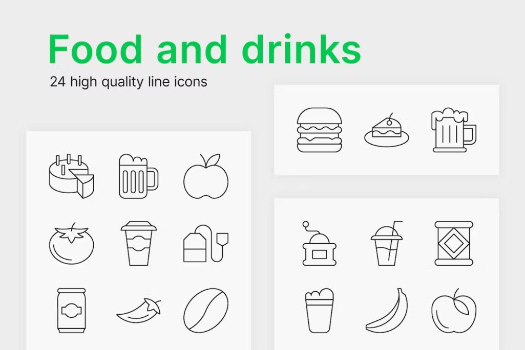 24 High Quality Line Icons Set