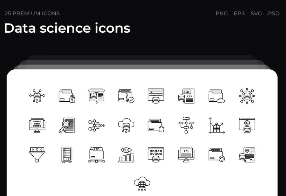 25 Unique Data Science Icons Set 