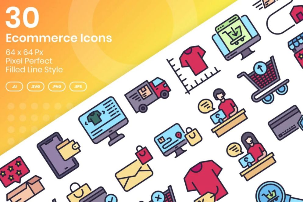 30 Colorful Icons Set