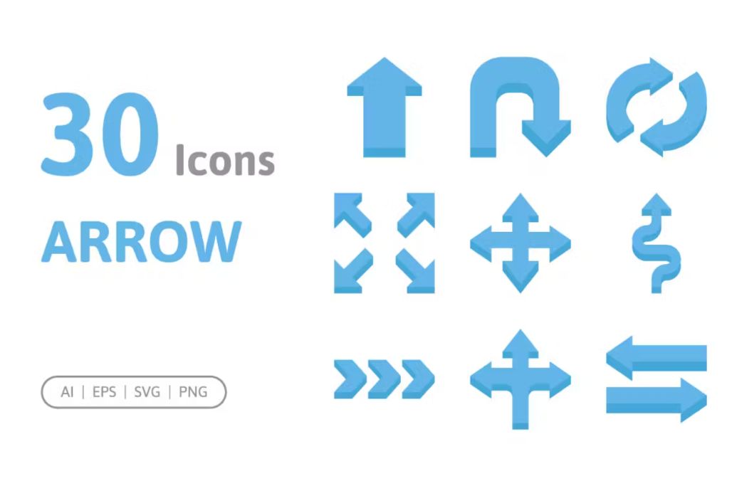30 Colorful Vector Arrow Icons Set