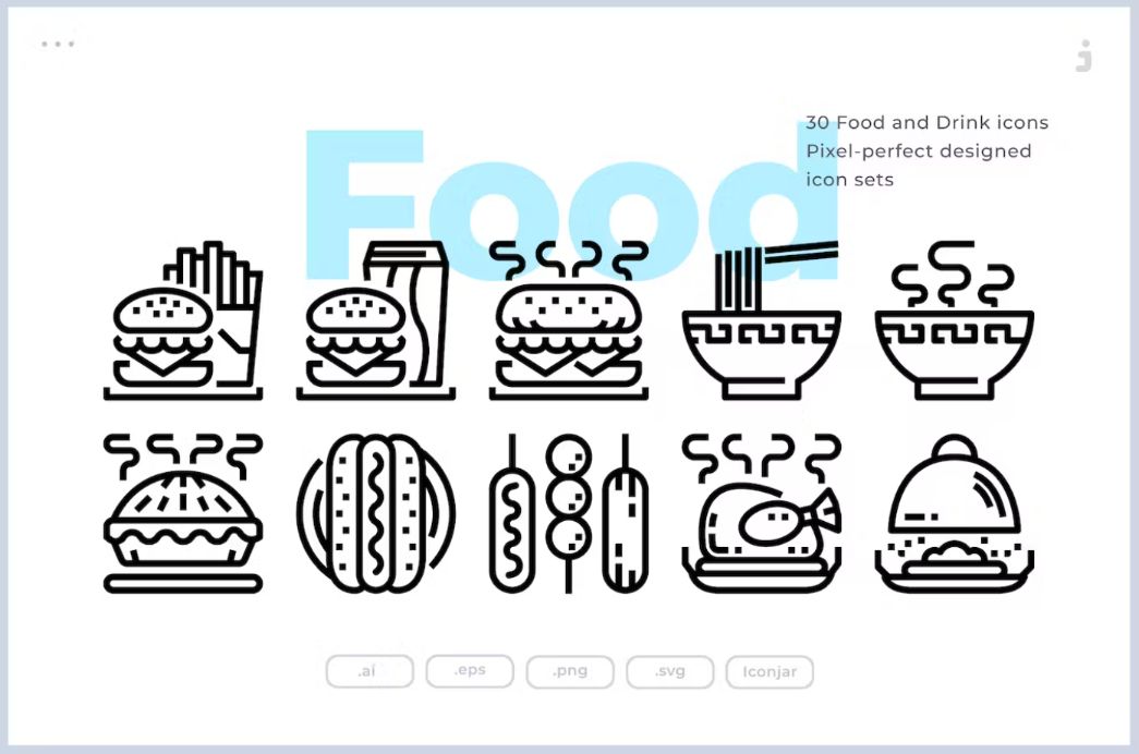 30 Food and Drinks Icon Set