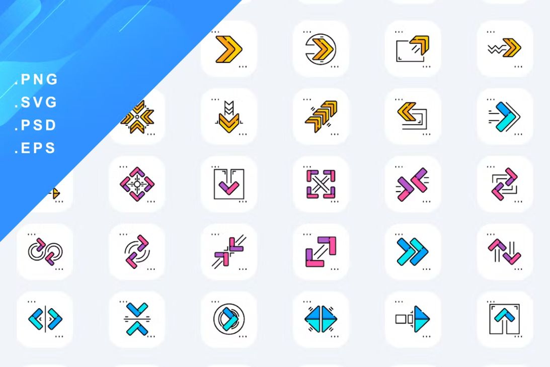 30 Unique Arrow Icons Set PNG