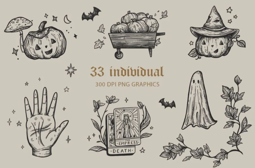 33 Scary Halloween Vectors Set