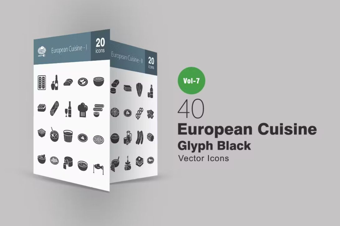 40 European Glyph Icons