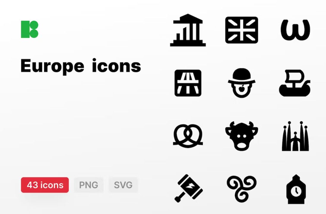 43 Unique Europe Icons Set