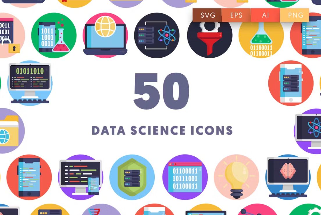 50 Unique Data Science Icons Set