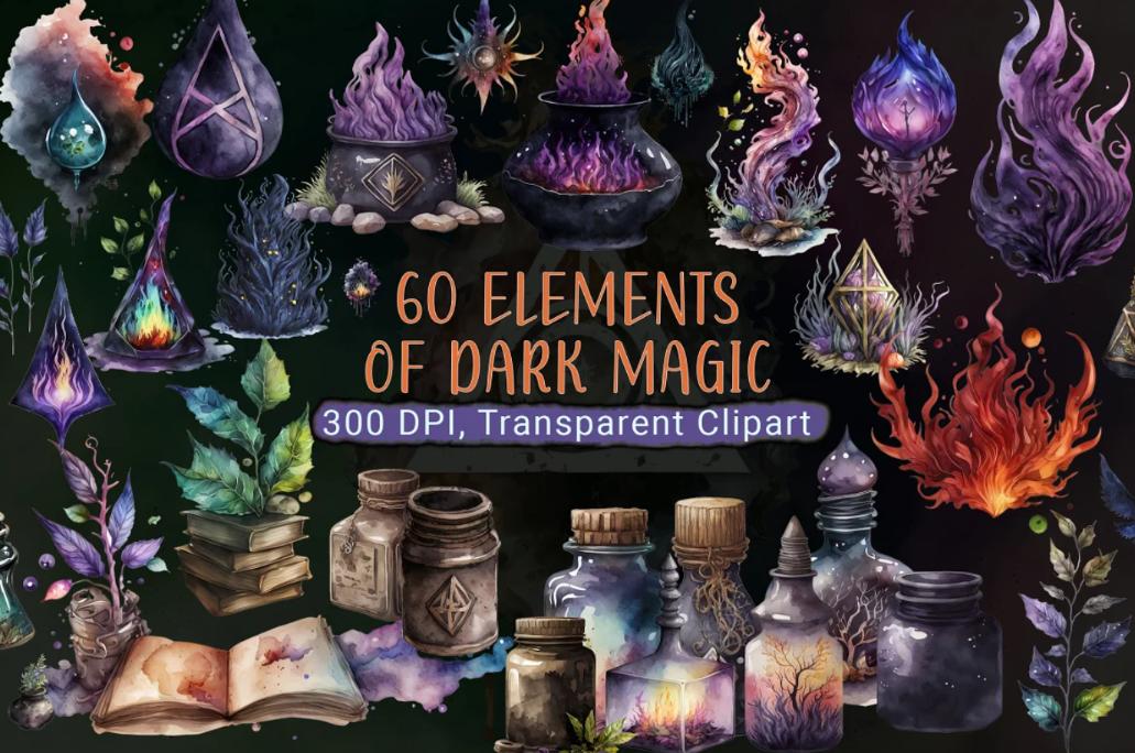 60 Dark Magic Vector Illustrations