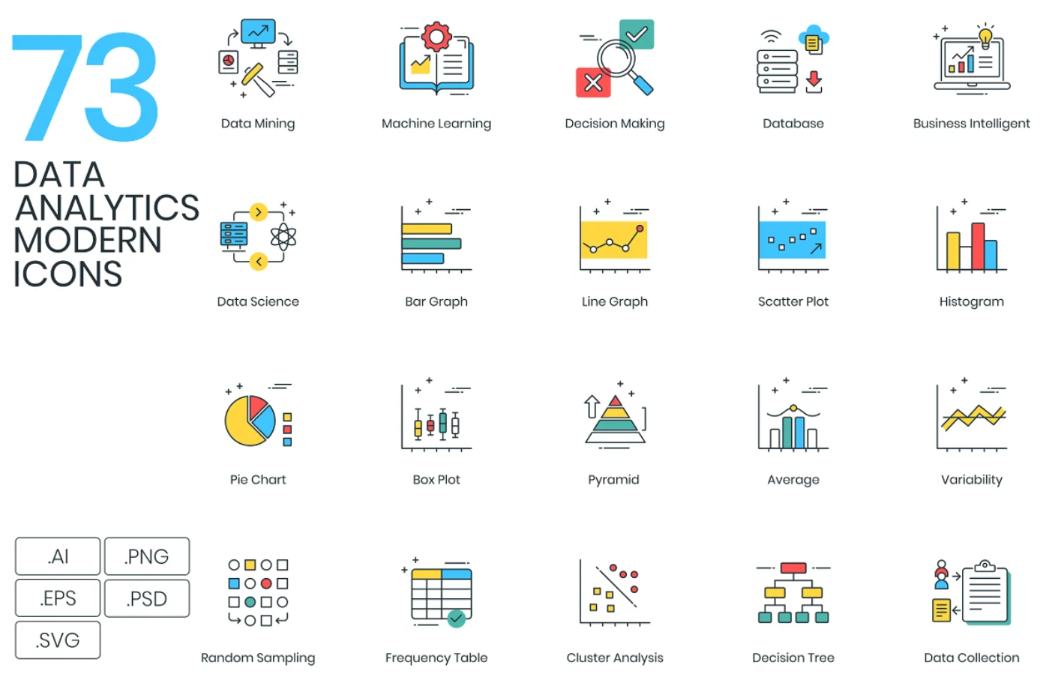 73 Data Analytics Icons Set