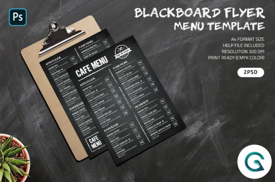 A4 Blackboard Menu Design