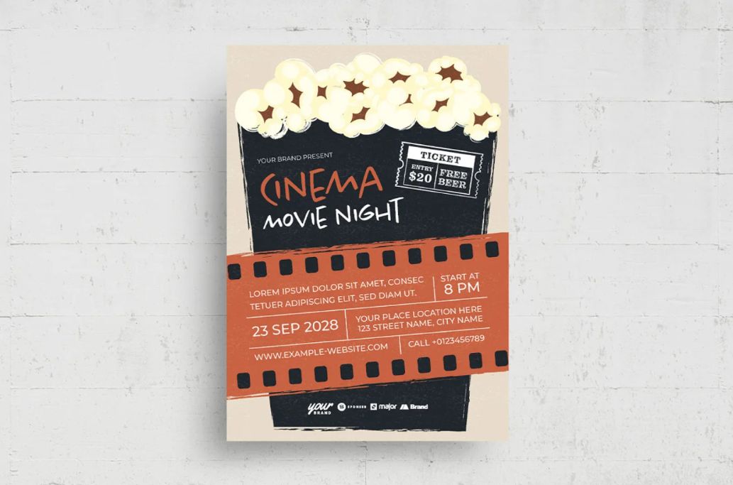 A4 Cinema Ad Flyer Template