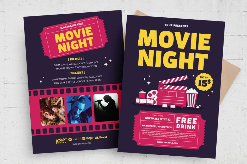 A4 Movie Night Flyer Template