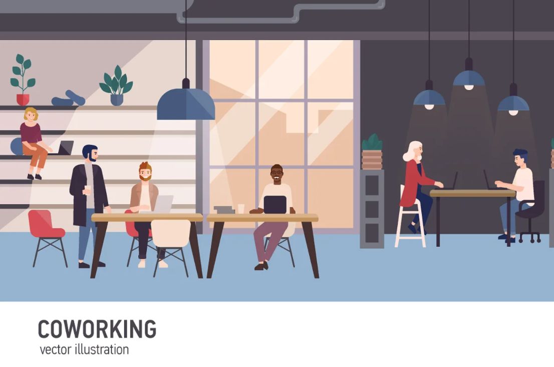 Co Working Vector Illustration