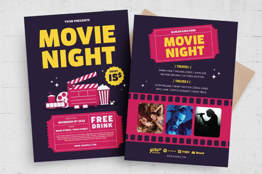 Colorful Movie Flyer Design Template