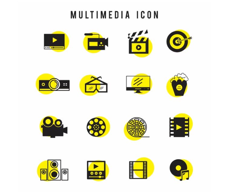Colorful Multimedia Icons Set