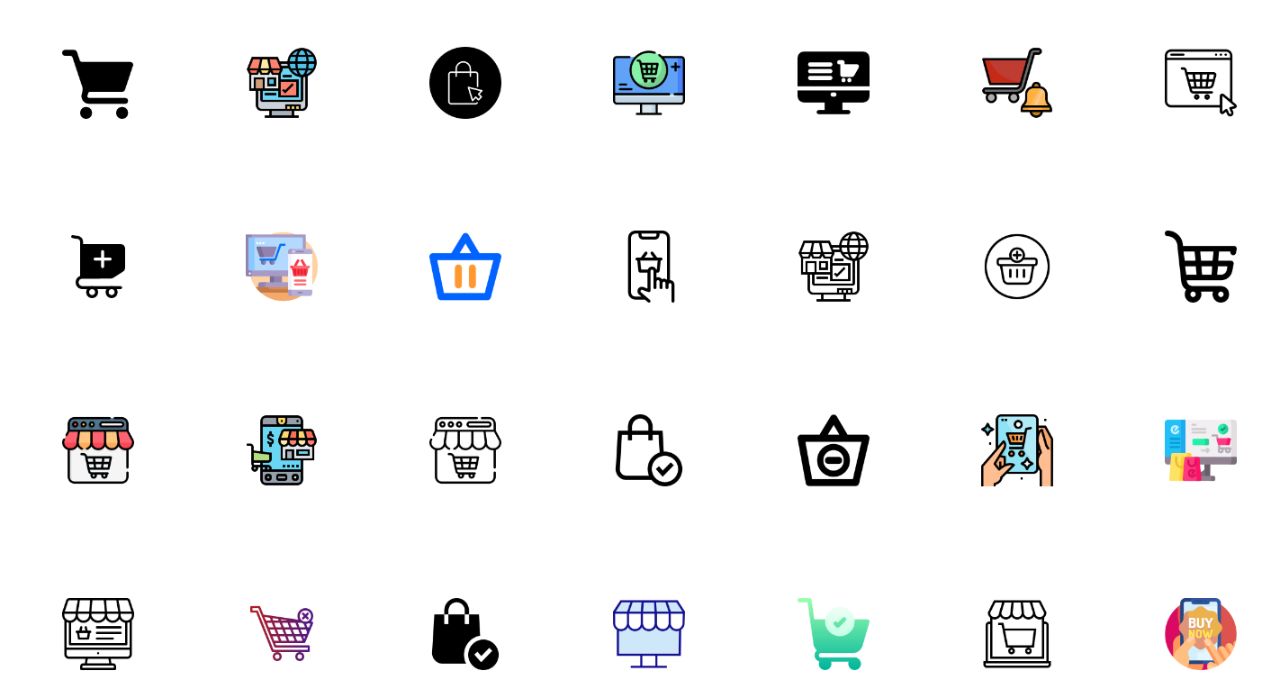 Colorful Shopping Icons Set