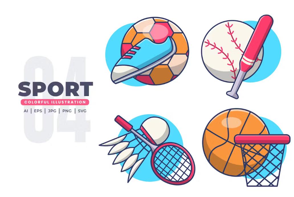 Colorful Sports Illustration Vectors