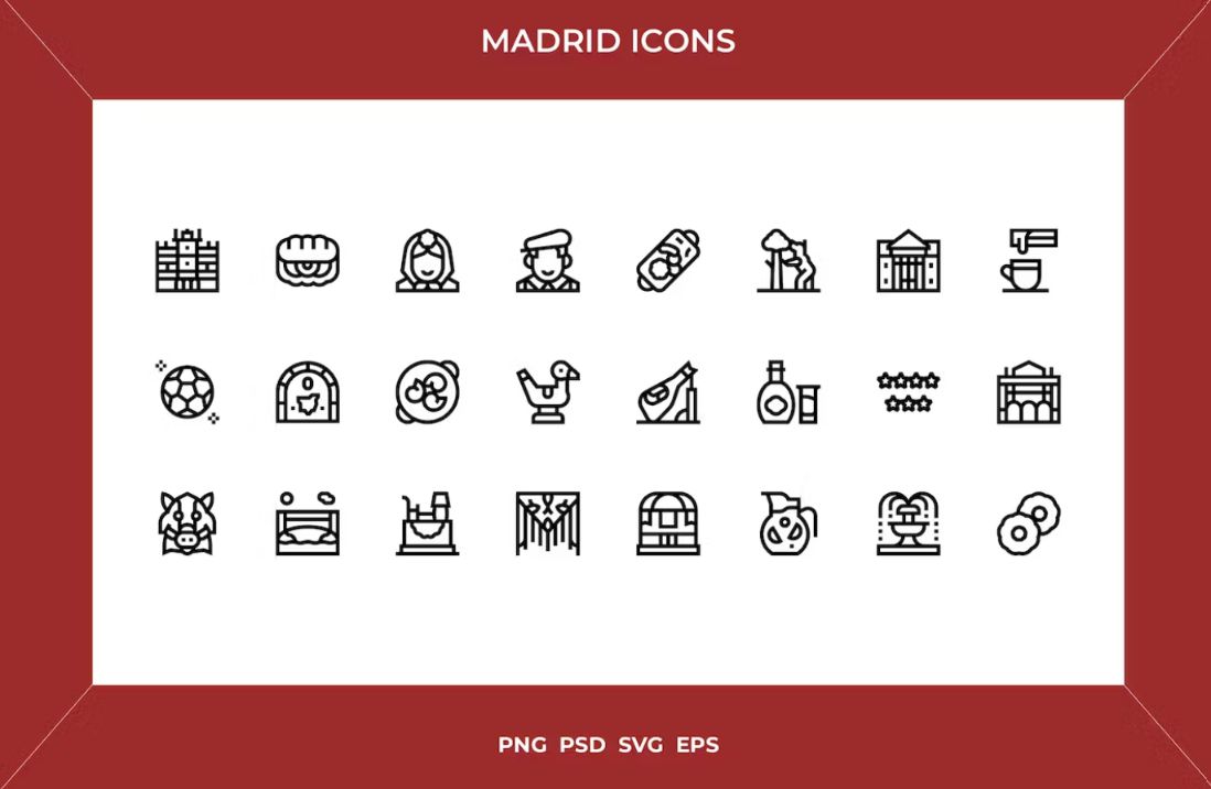 Creative Madrid Icons Set
