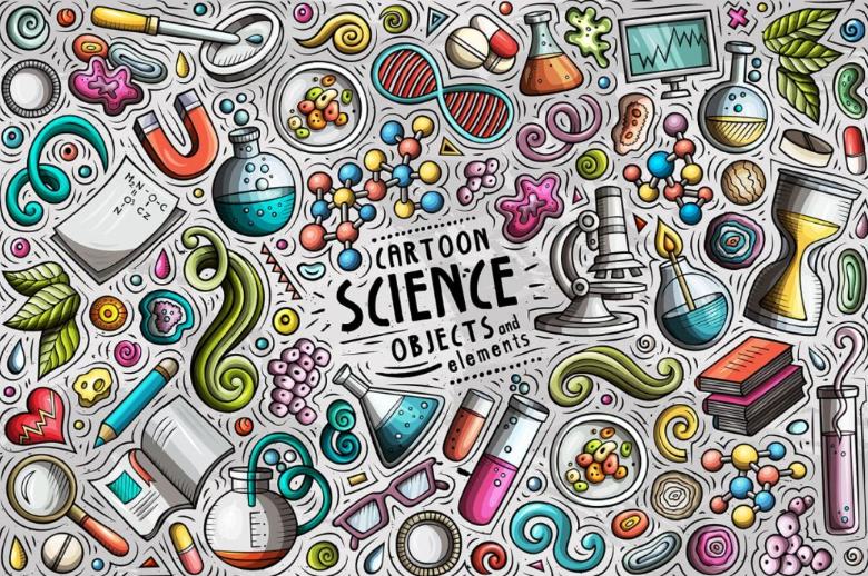 Creative Science Cartoon Objects