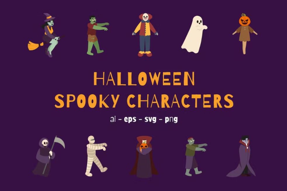 Creative Spooky Characters Set