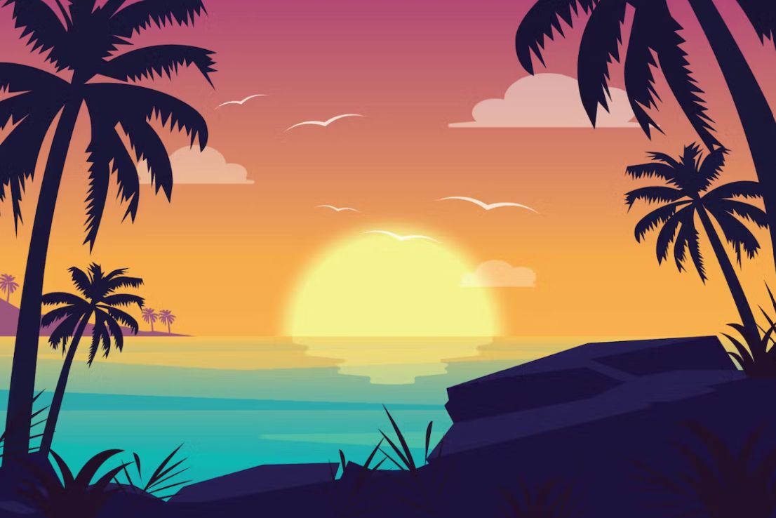 Creative Sunset Backgrounds Set