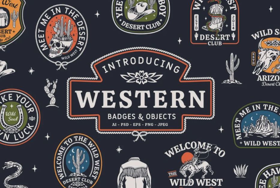 Creative Western Badges Set