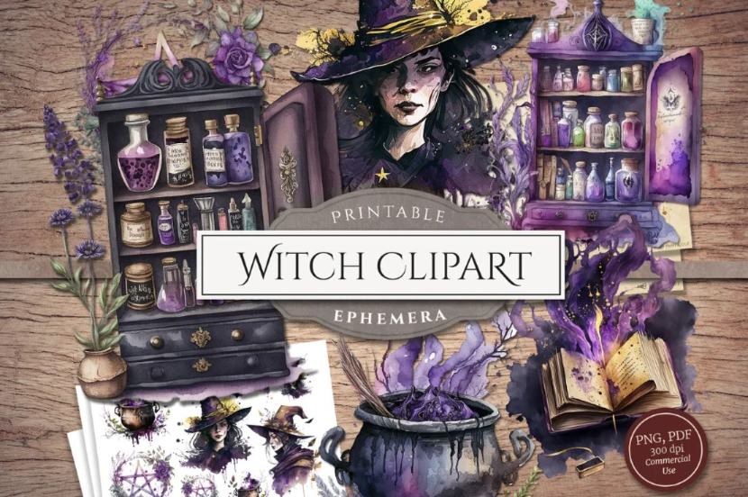 Creative Witch Cliparts Set