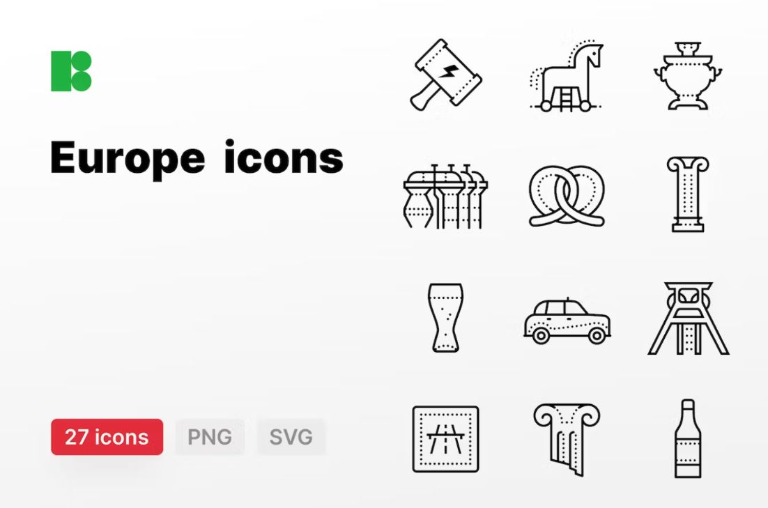 Dotted Style European Icons