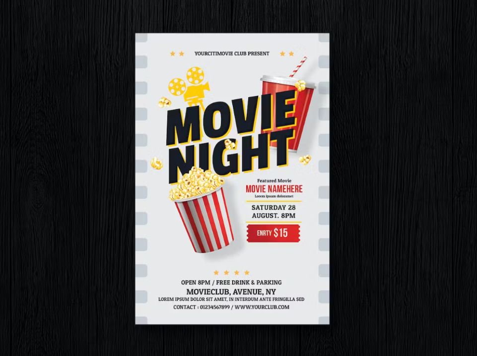 Editable Movie Club Flyer Design