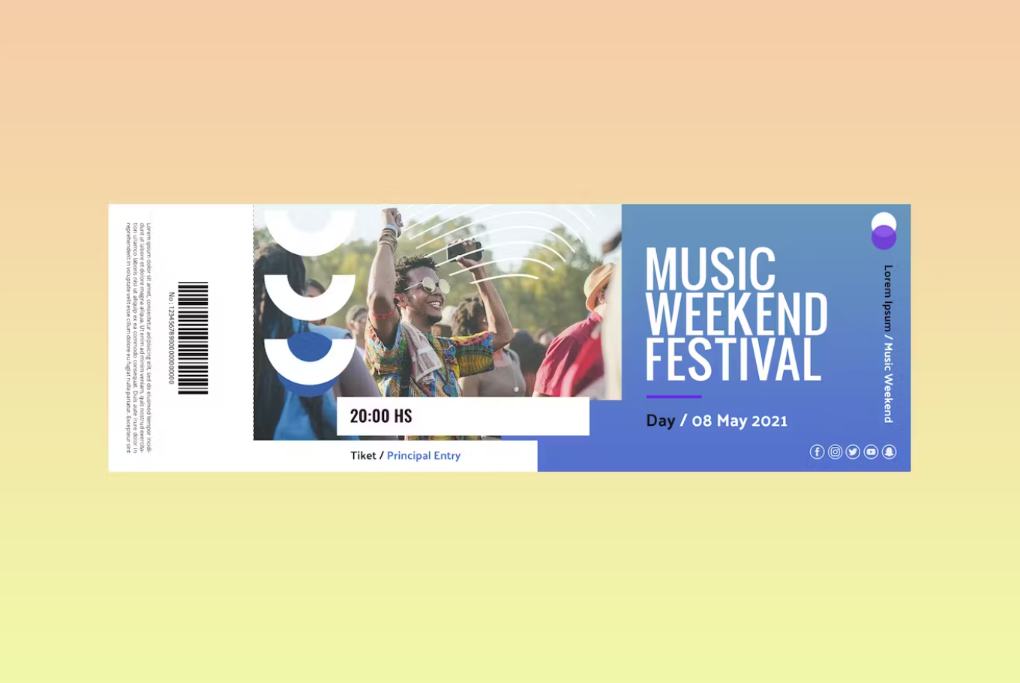 Editable Music Festival Ticket