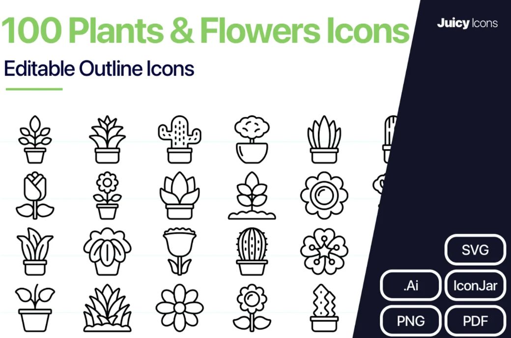 Editable Plants and Flower Icons