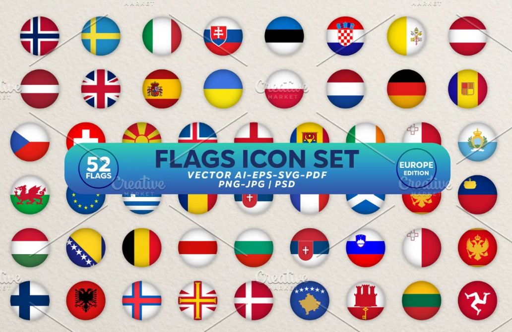 European Flags Icon Set