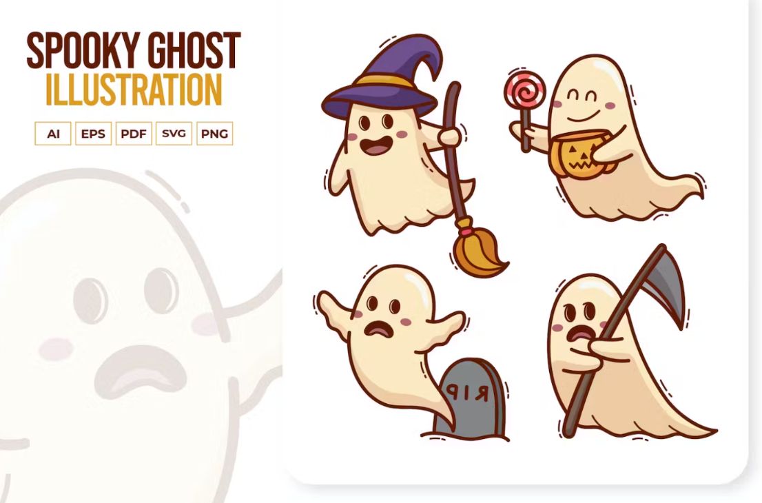 High Quality Spooky Ghost Vectors