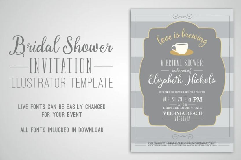 Illustration Style Bridal Shower Invite