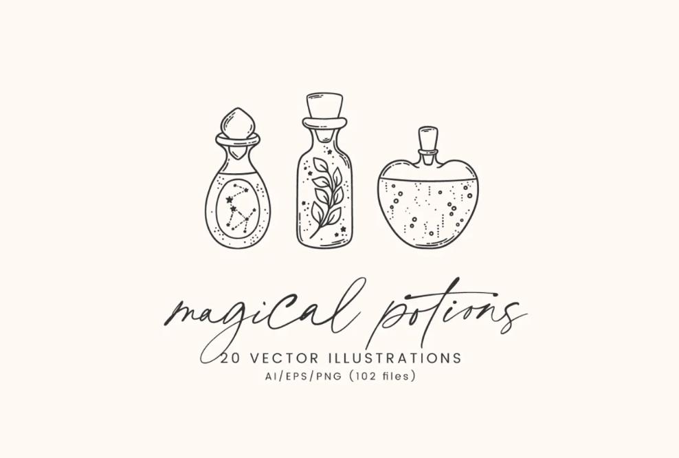 Magical Potions Vector Illustrations