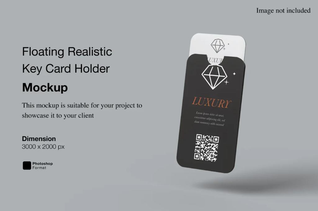 Realistic Floating Key Card Mockup