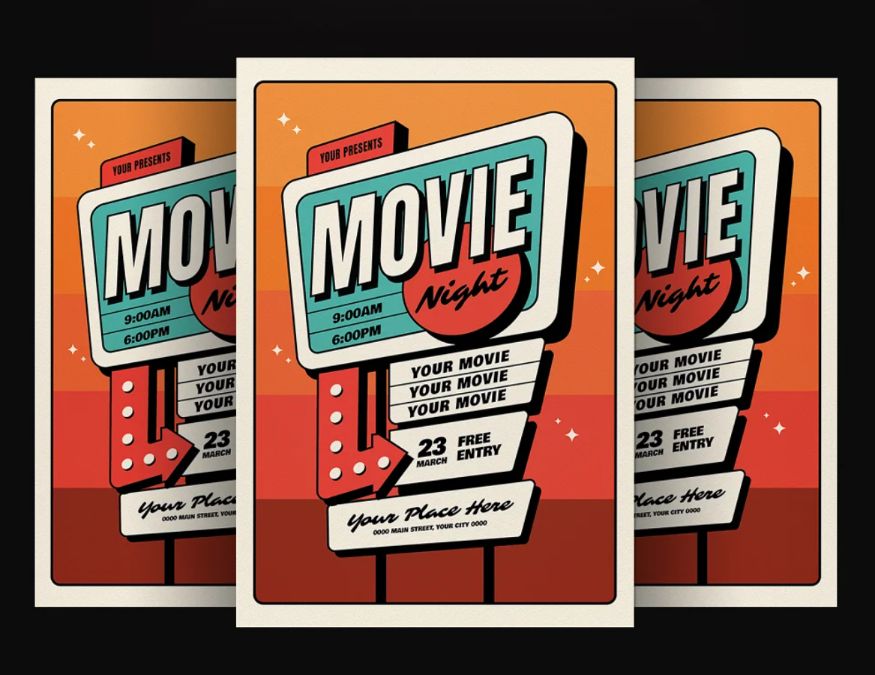 Retro Style Movie Event Flyer