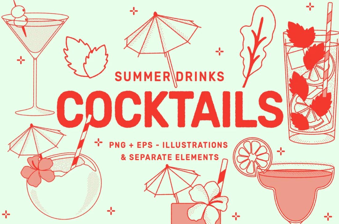 Summer Drinks Vector Illustrations