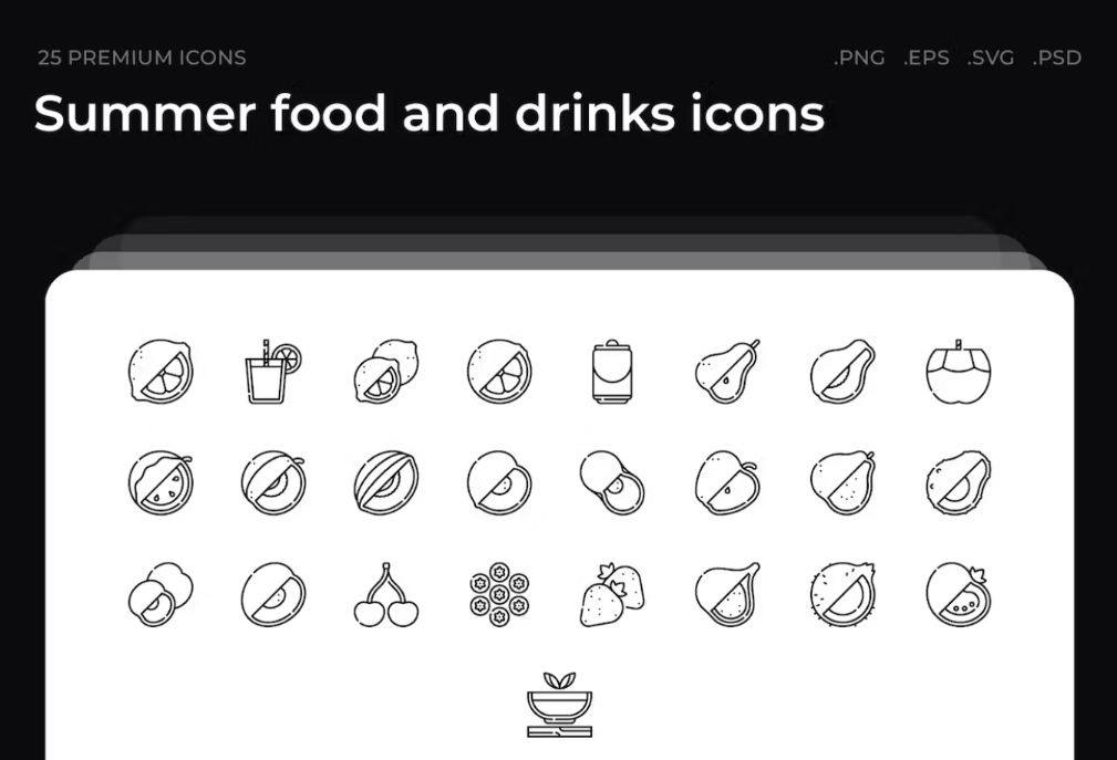 Summer Food and Drinks Icon Set