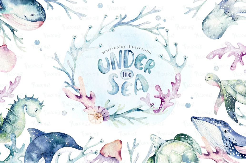 Under Sea Watercolor Illustration Set