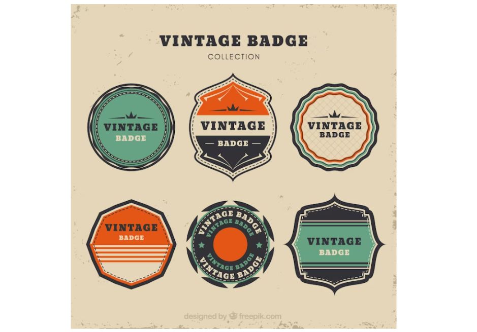 Vintage Badge Collection Set