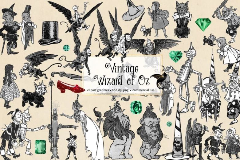 Vintage Wizard Illustrations Set