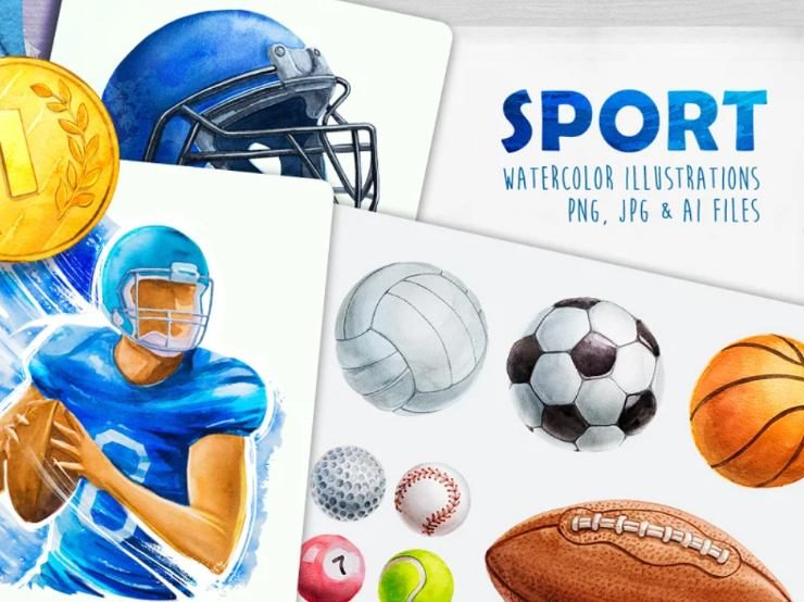 15+ Sports illustrations Ai PSD FREE Download