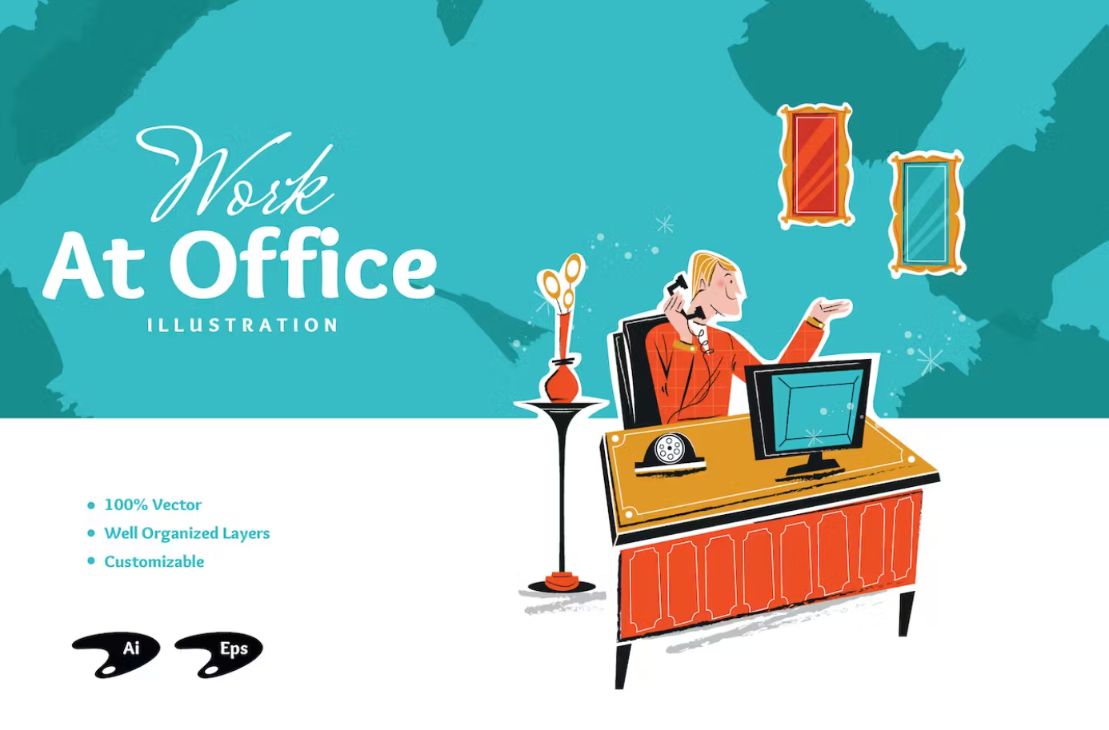 Work at Office Illustration Design