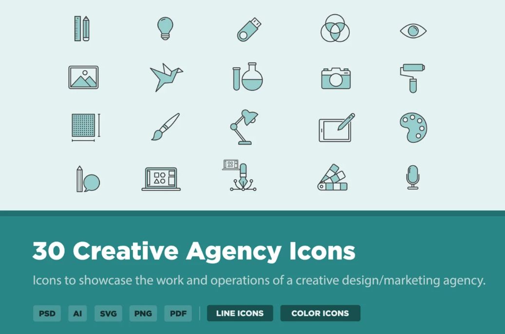 30 Creative Agency Icons Set