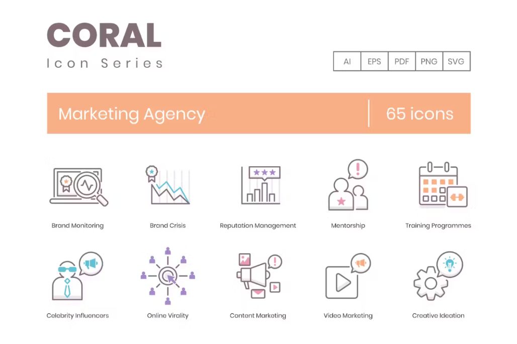 Creative Marketing Agency Icons Set