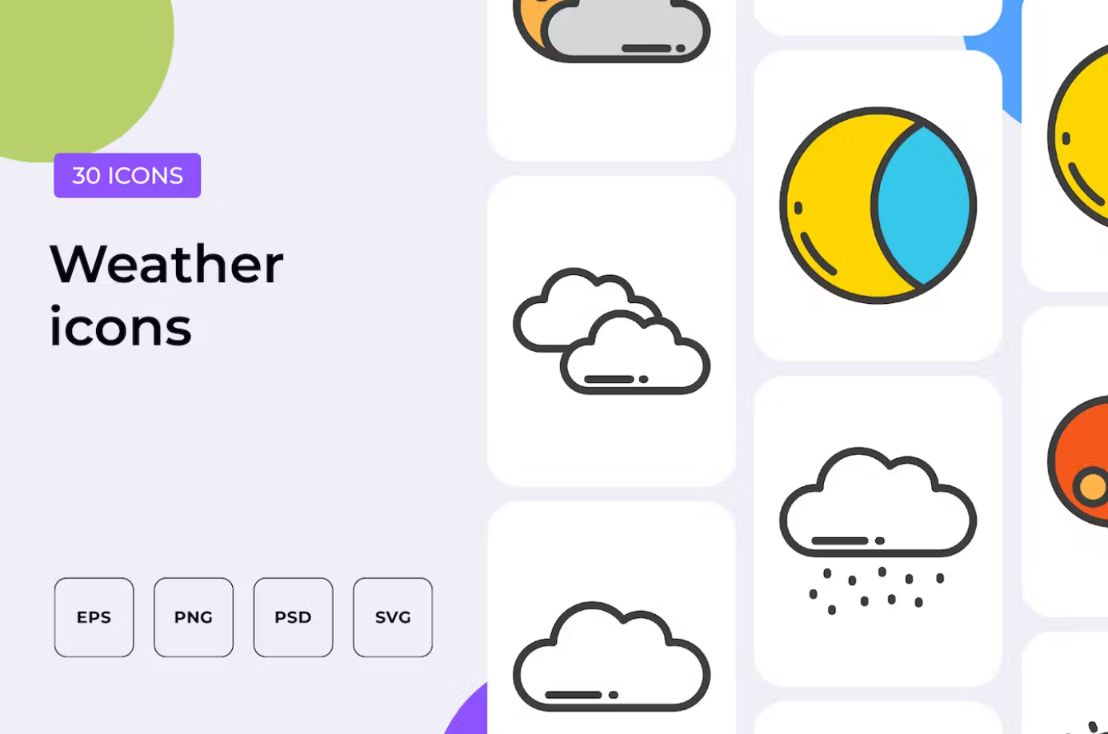30 Colorful Weather Icons