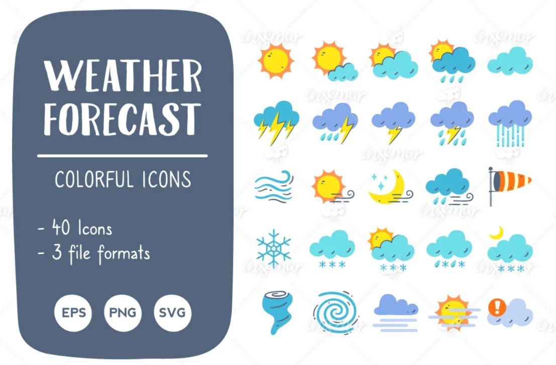 40 Colorful Waether Icons